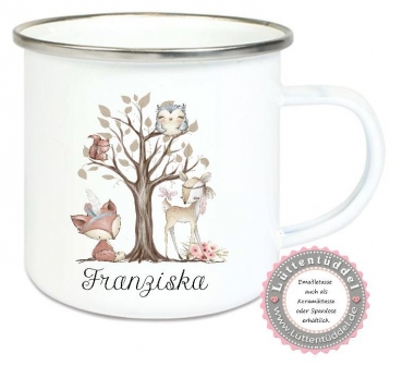 Preview: Waldfreunde Kissen mit Namen Wunschname KITA Einschulung Geburtstag Geburt Taufe Geburtskissen von Lüttentüddel®